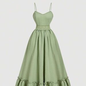Veloura Sage Green Ruffle Hem Cami Maxi Dress | Women’s Elegant Summer Dress